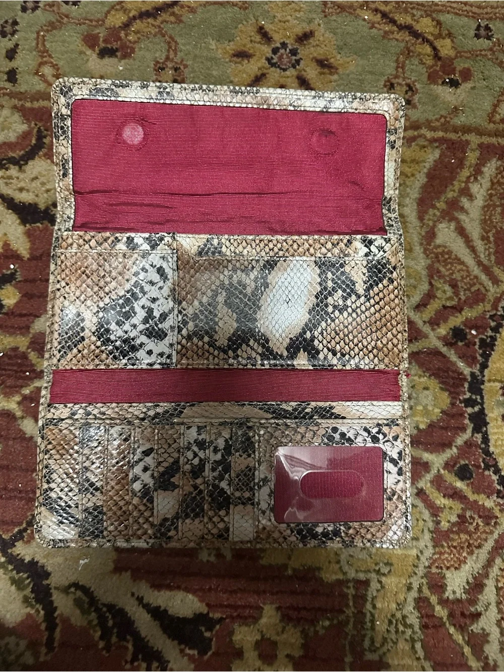 HOBO International Snakeskin Print Leather Wallet Organizer Clutch classic boho